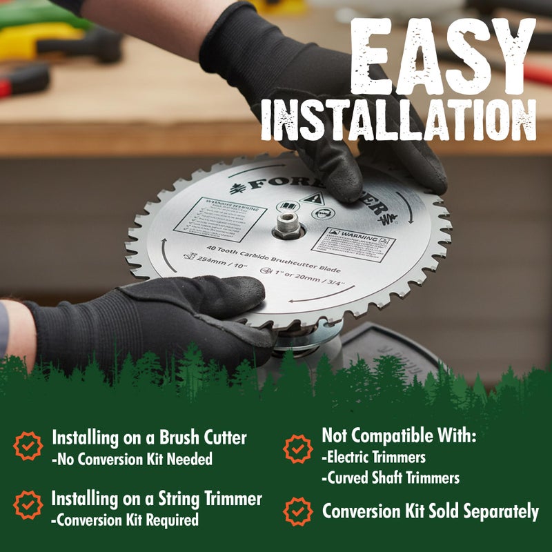FORESTER Carbide Tip Brush Cutter Blade - 8in x 40 Teeth | Fits Most Straight Shaft Trimmers | Conversion Kit Sold Separately - Image 5